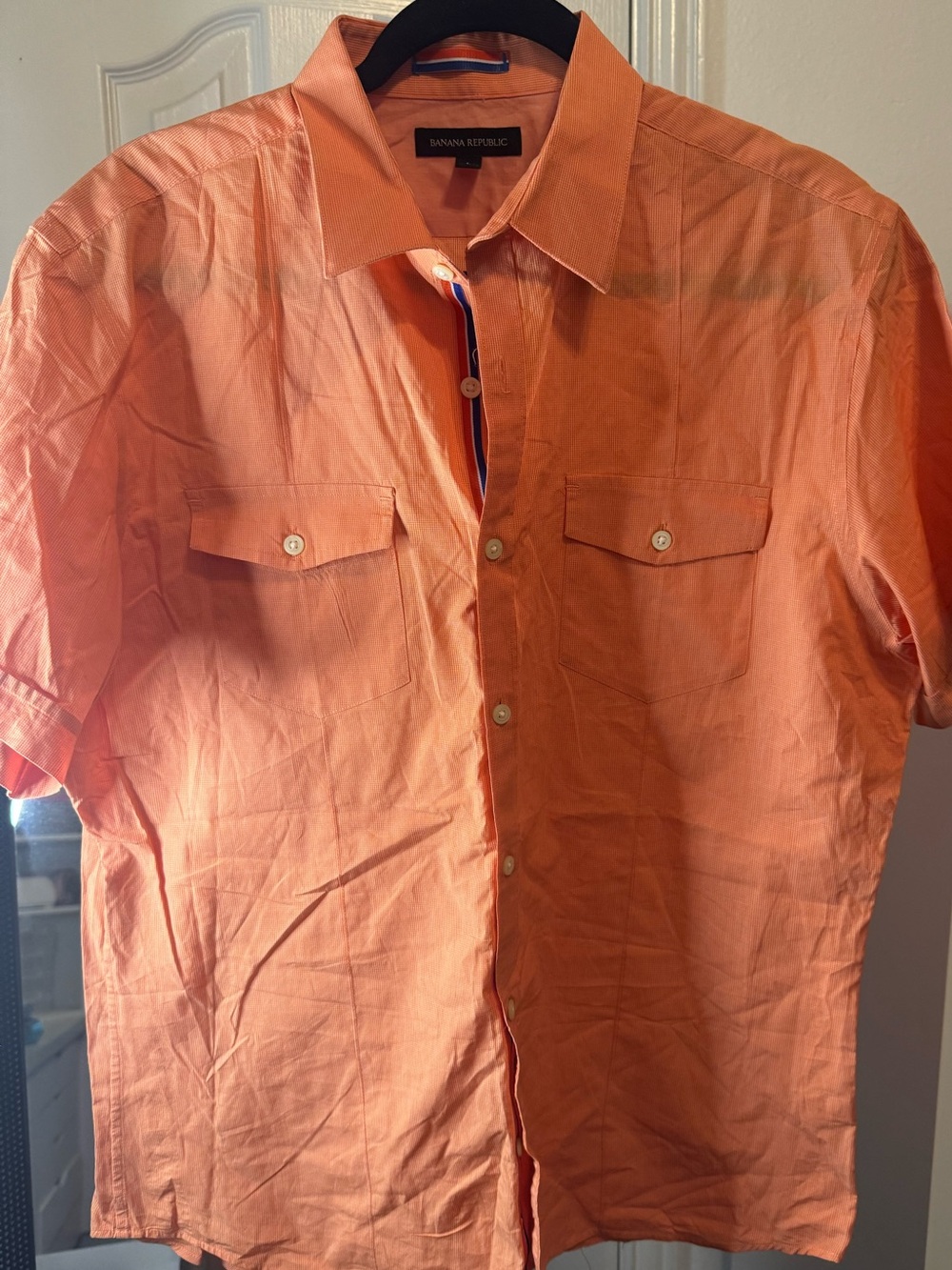 Banana Republic Men’s Orange Short-Sleeve Button-Down Shirt